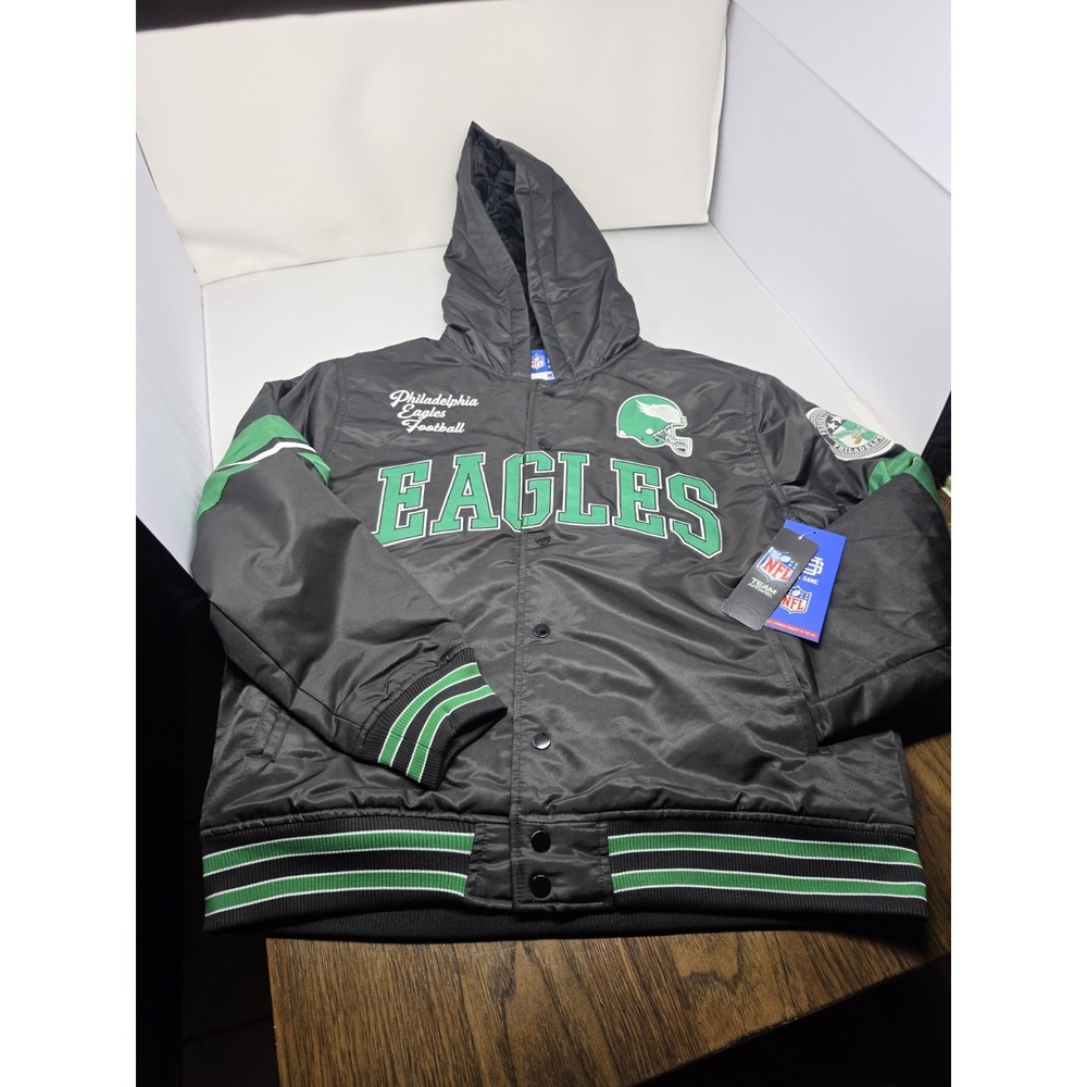 Philadelphia Eagles Ultra Game Varsity Black N Green Jacket Sz Medium
